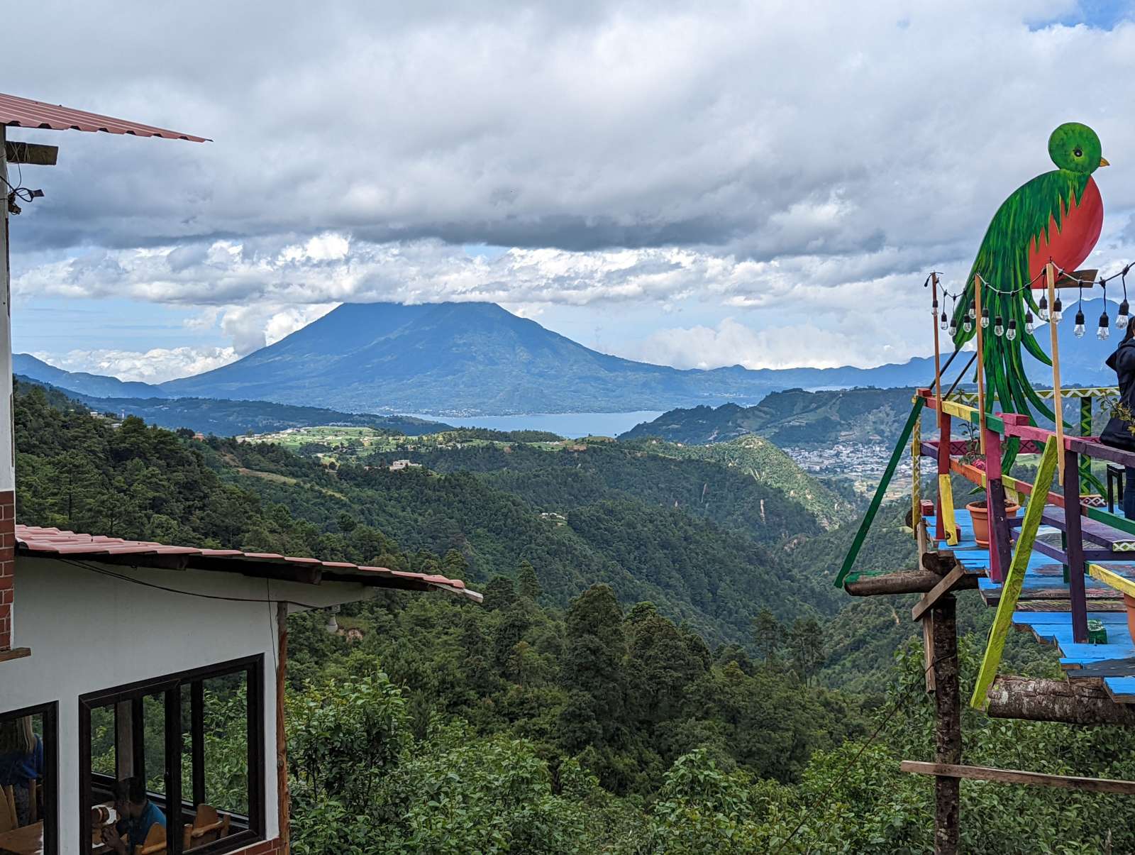 Lake Atitlán and mountain backdrop in Guatemala